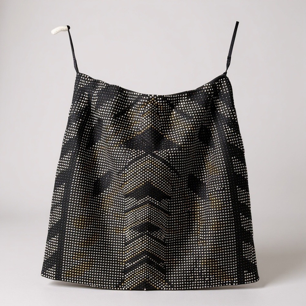 Mini Skirt Studded Geometric Black Gold‎ Silver Embellished Night Out Size 26